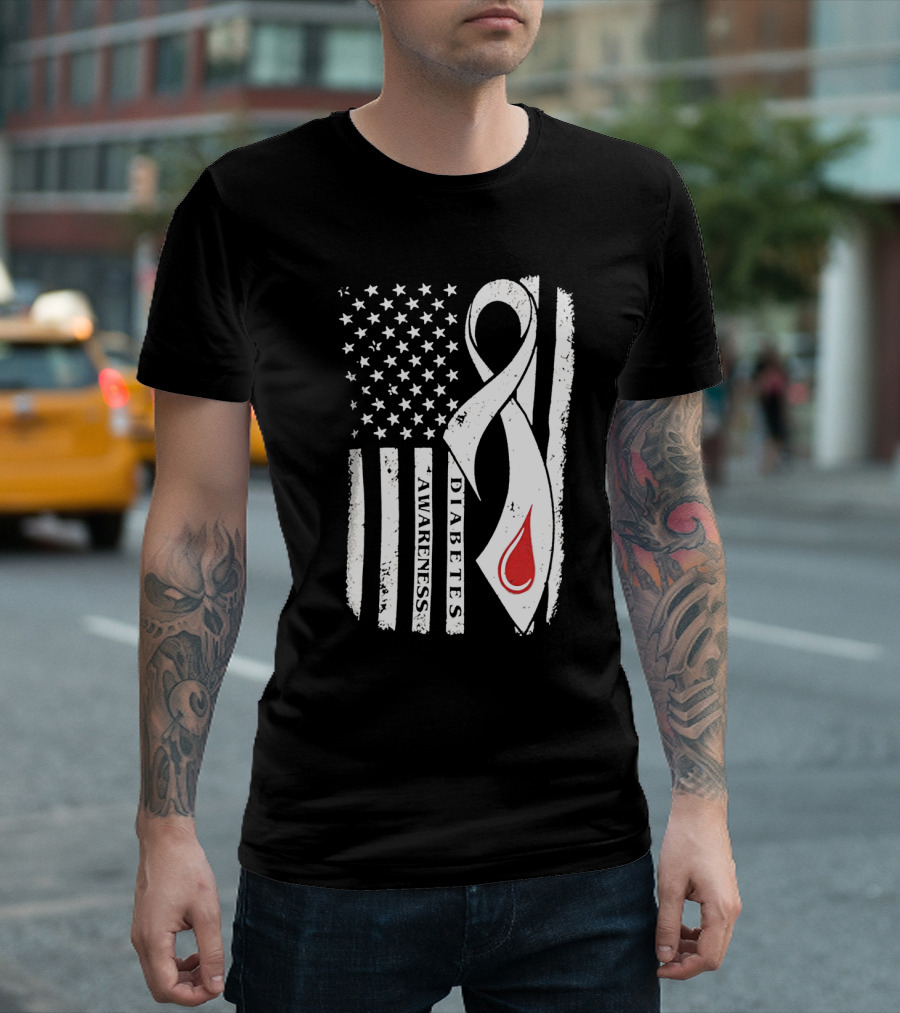 USA Flag Diabetes Awareness T-Shirt