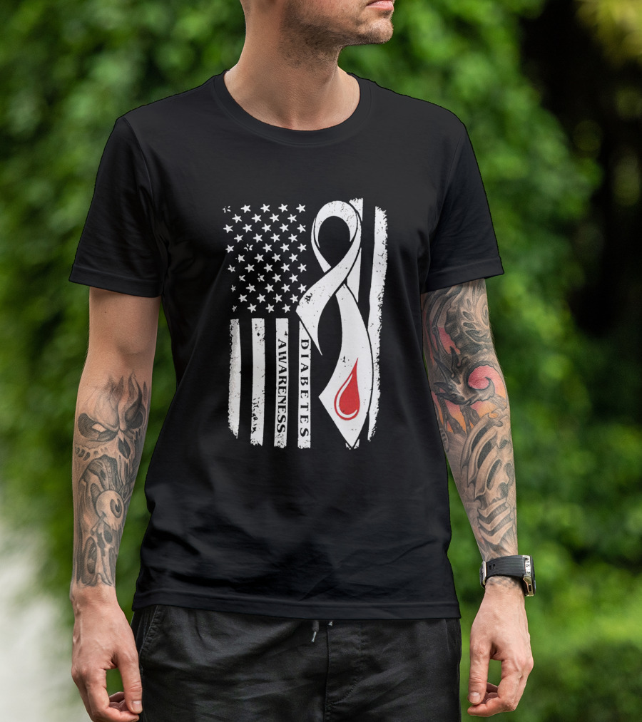 USA Flag Diabetes Awareness T-Shirt