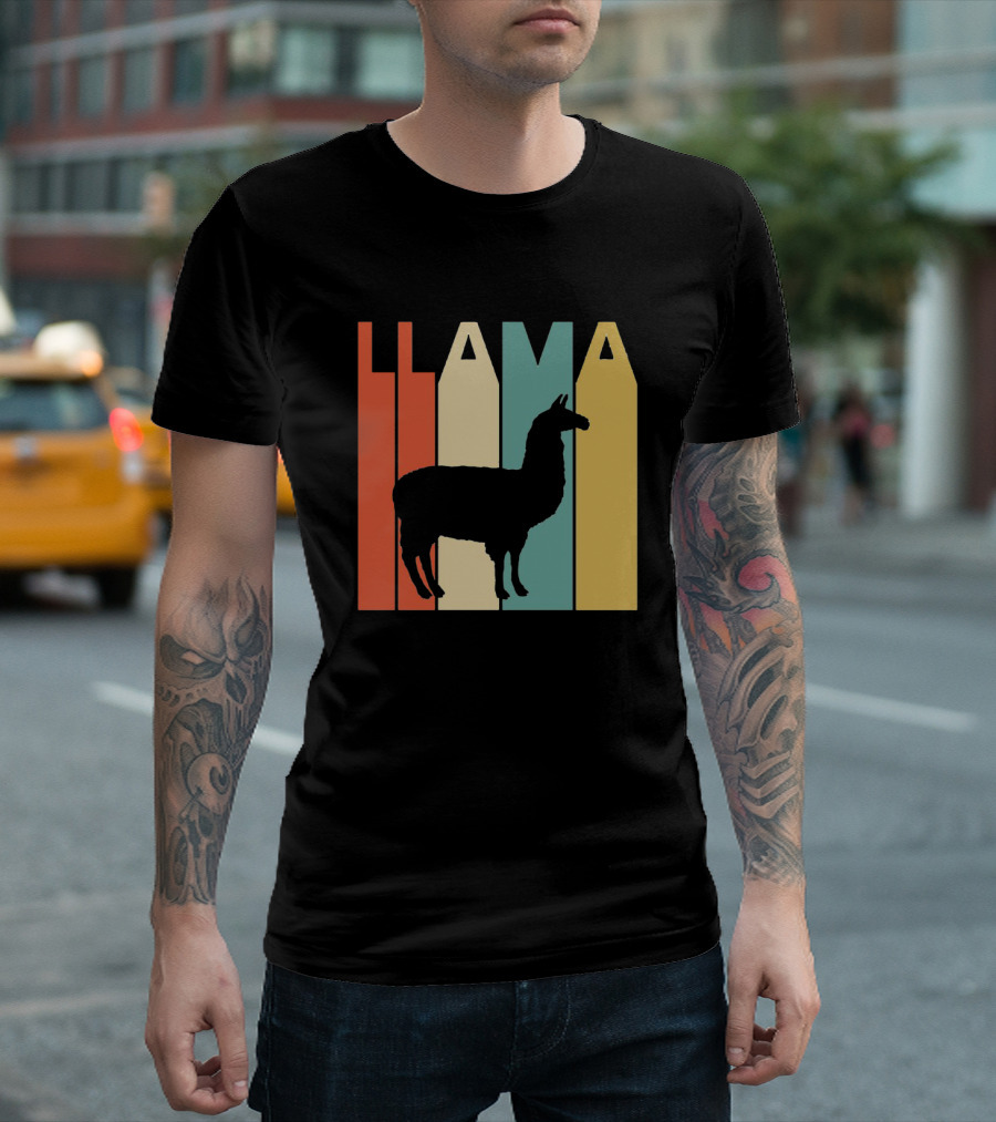 LLAMA Silhouette Retro Colors T-Shirt