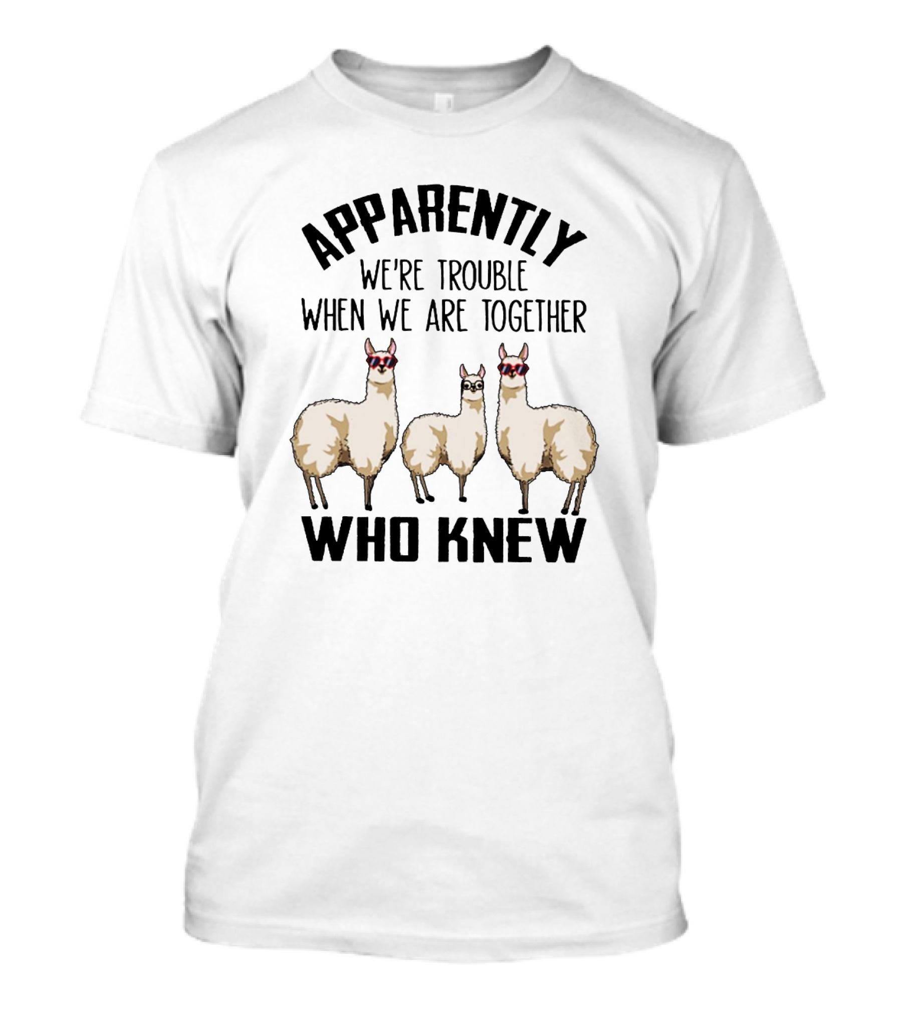 Apparently We're Trouble When We Are Together Who Knew Llamas T-Shirt