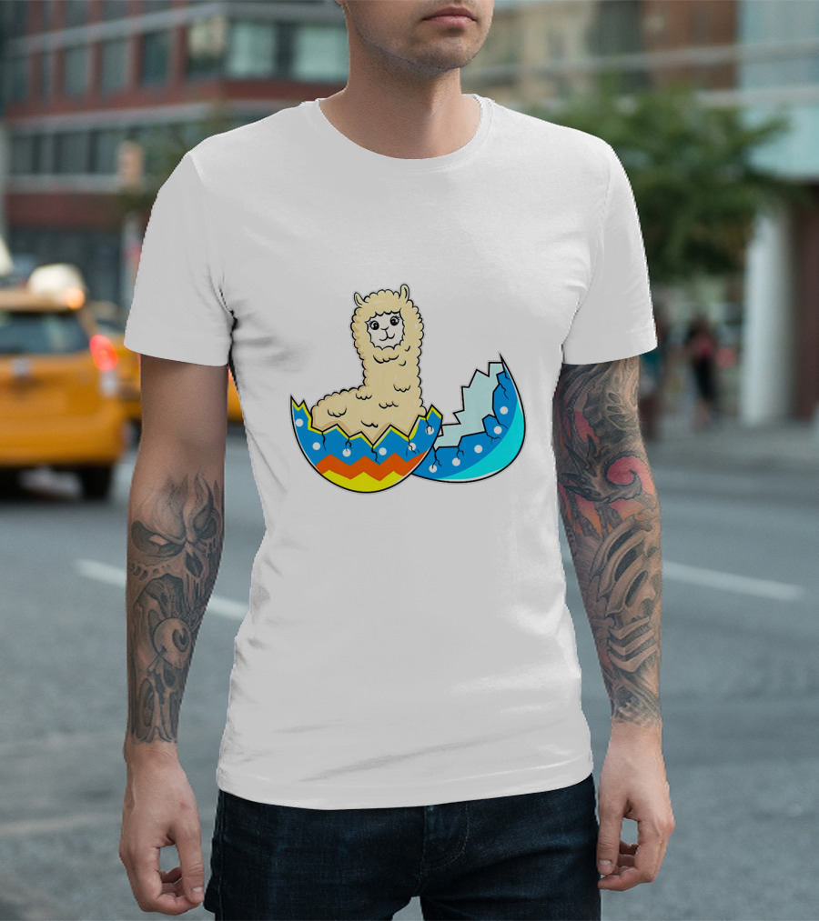 Llama Hatching From Easter Egg T-Shirt