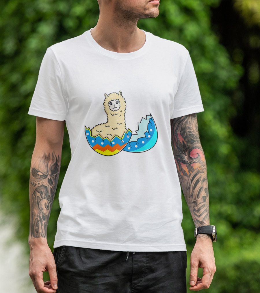 Llama Hatching From Easter Egg T-Shirt
