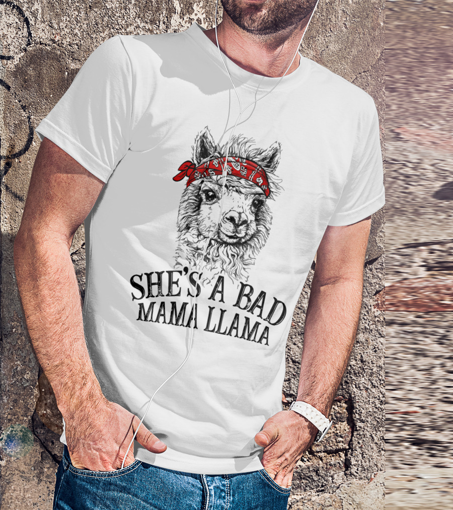 She's A Bad Mama Llama Red Bandana T-Shirt