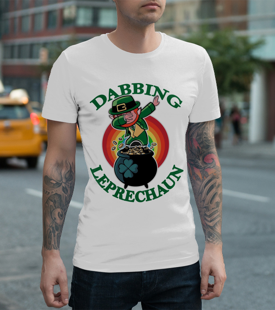 Dabbing Leprechaun Pot of Gold St. Patrick's Day Rainbow T-Shirt