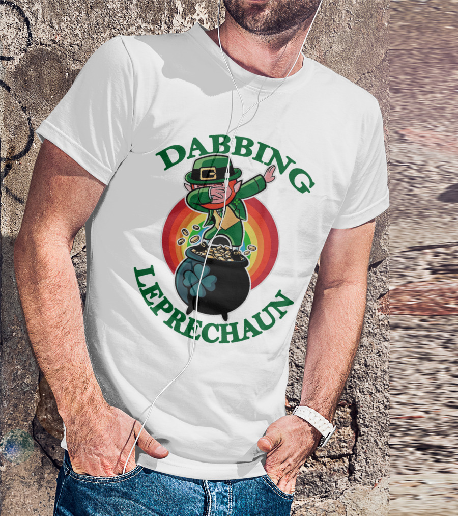 Dabbing Leprechaun Pot Of Gold St. Patrick's Day Rainbow T-Shirt