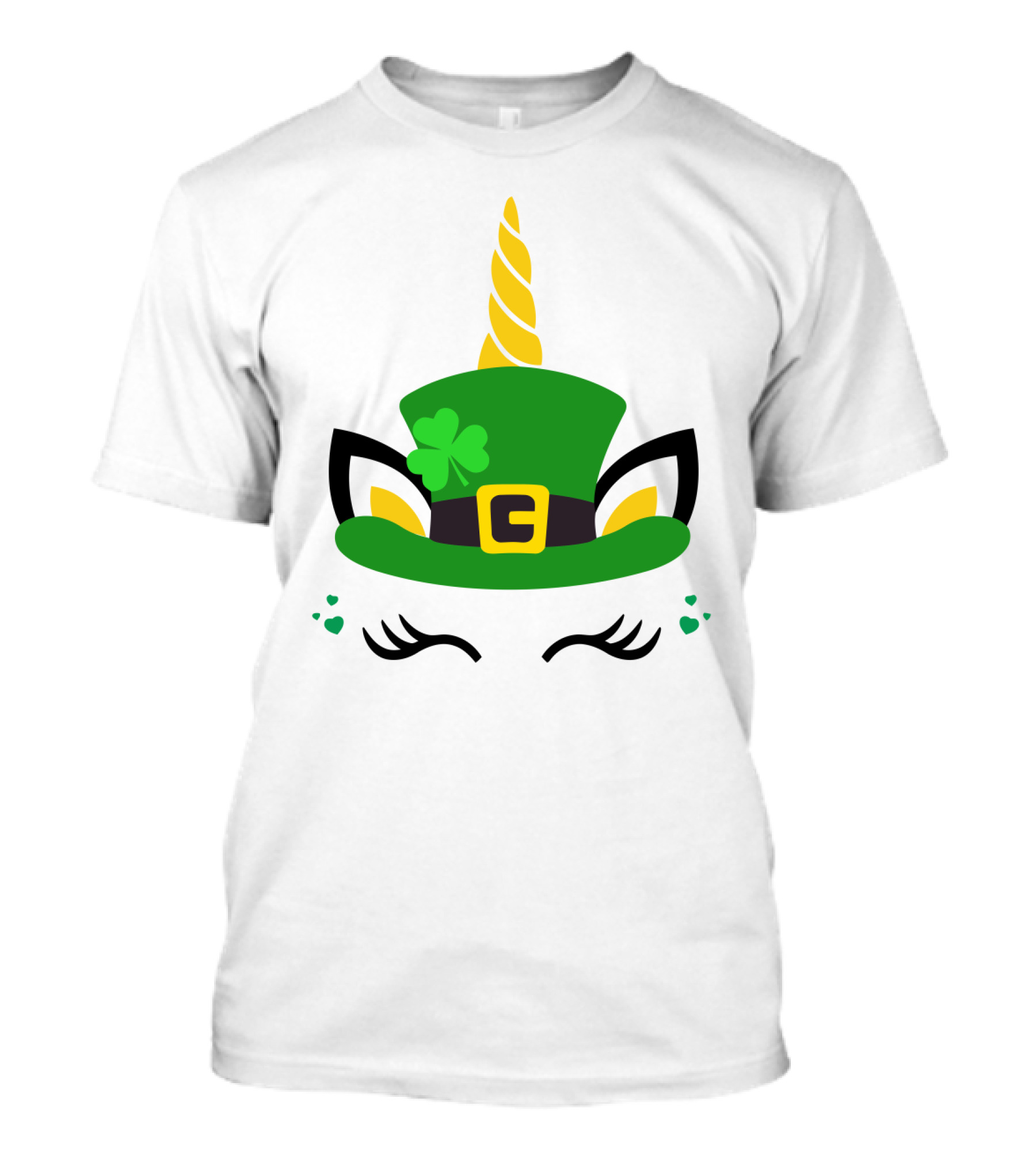 Unicorn Shamrocks Leprechaun Hat Clover St. Patrick's Day Magic Icons T-Shirt