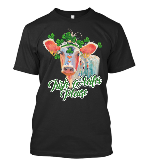 Irish Heifer Please With Shamrock Cow T-Shirt