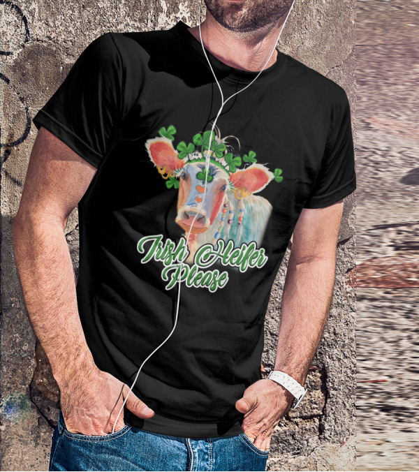 Irish Heifer Please With Shamrock Cow T-Shirt