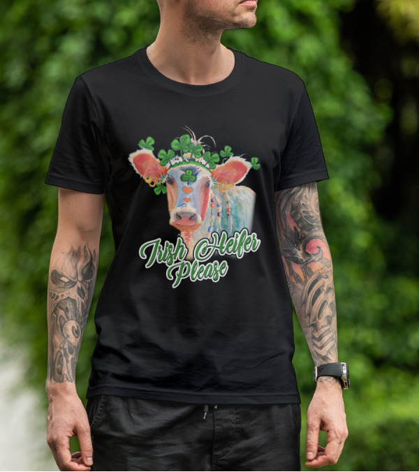 Irish Heifer Please With Shamrock Cow T-Shirt