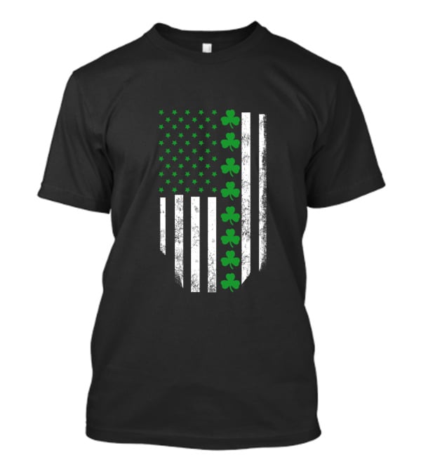 St Patrick's Day Shamrock American Flag T-Shirt