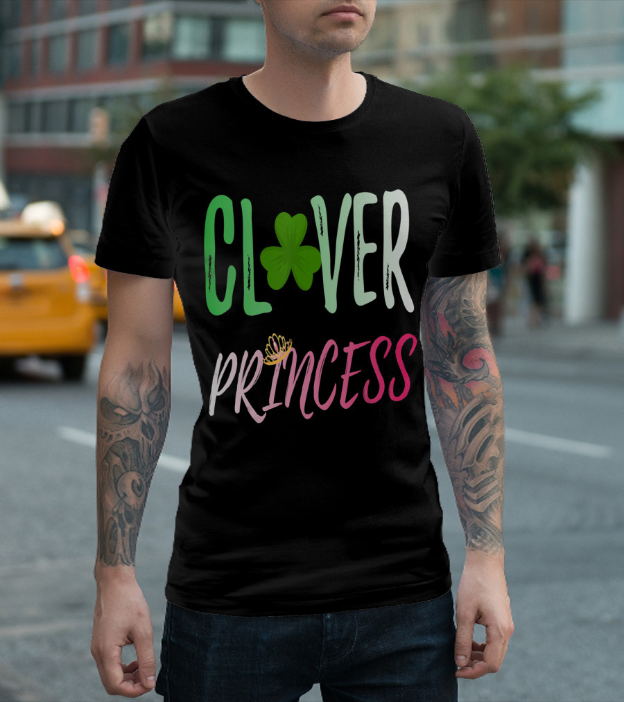 Clover Princess with Shamrock Tiara for Irish T-Shirt