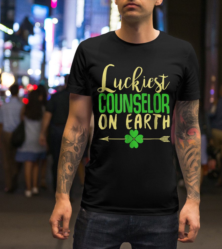 Luckiest Counselor On Earth Lucky School Shamrock Arrow T-Shirt