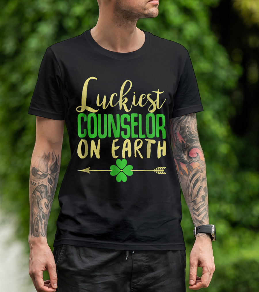 Luckiest Counselor On Earth Lucky School Shamrock Arrow T-Shirt