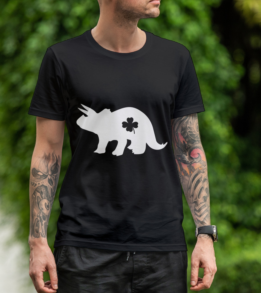 Dino Dinosaur Shamrock Clover St. Patrick's Day T-Shirt