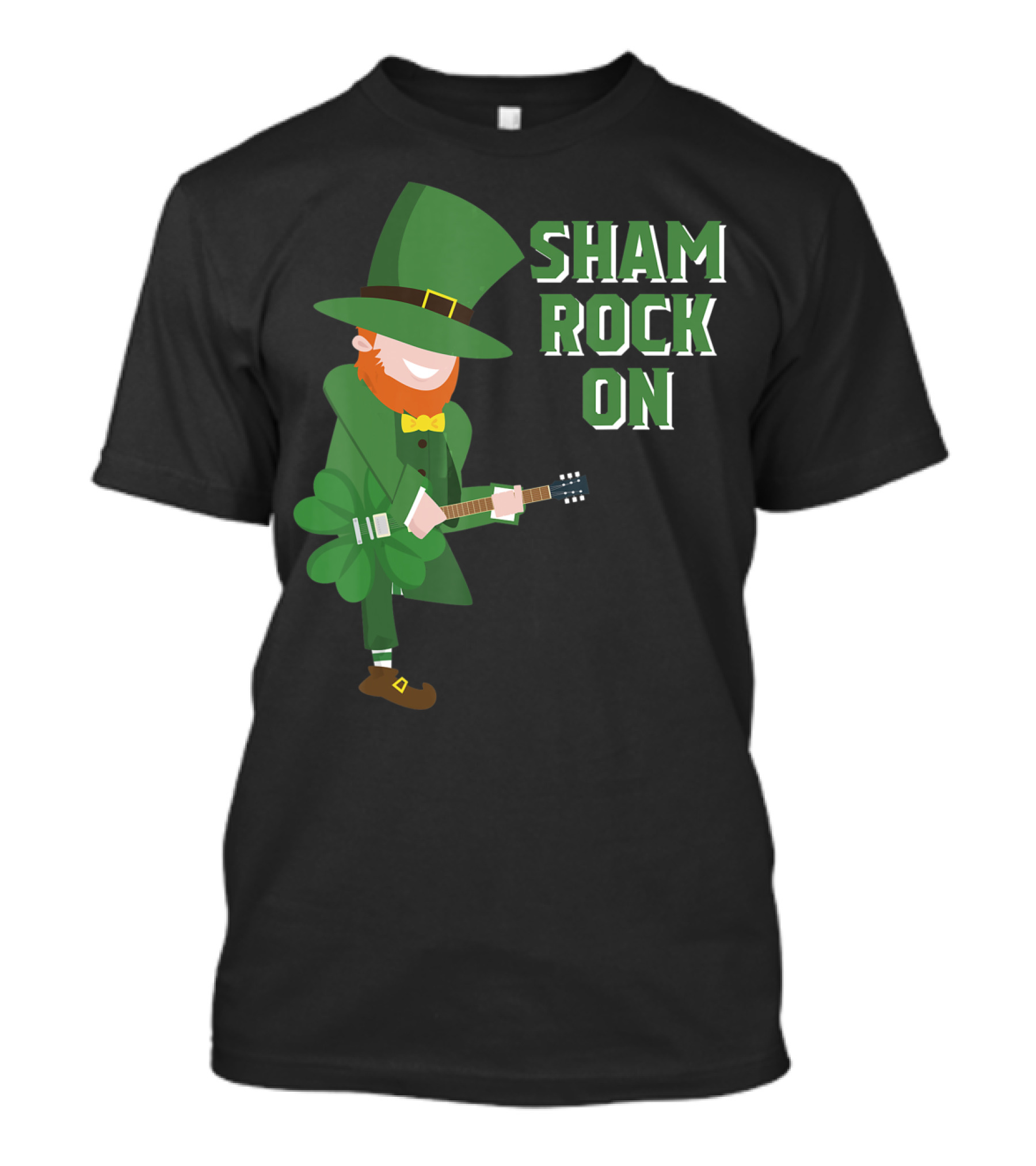Shamrock On Cute Elf Playing Guitar St. Patrick's Day T-Shirt