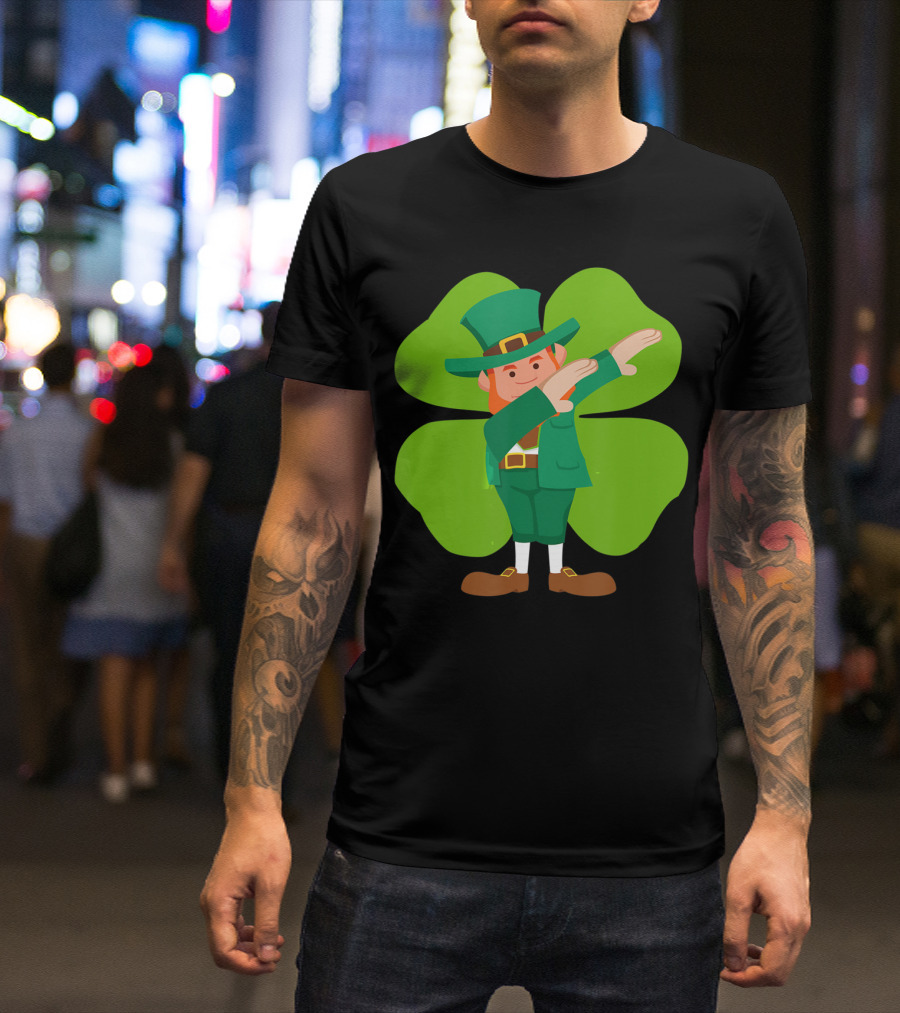 Dabbing Leprechaun Lucky Clover Dance T-Shirt