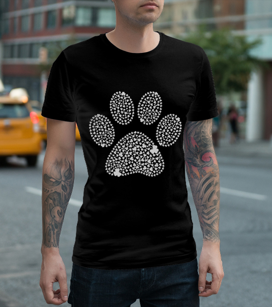 Dog Paw Shamrock Pattern for St Patricks Day T-Shirt