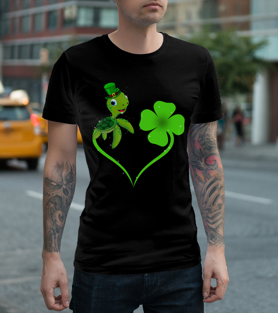 Turtles Green Clover Shamrocks Love T-Shirt