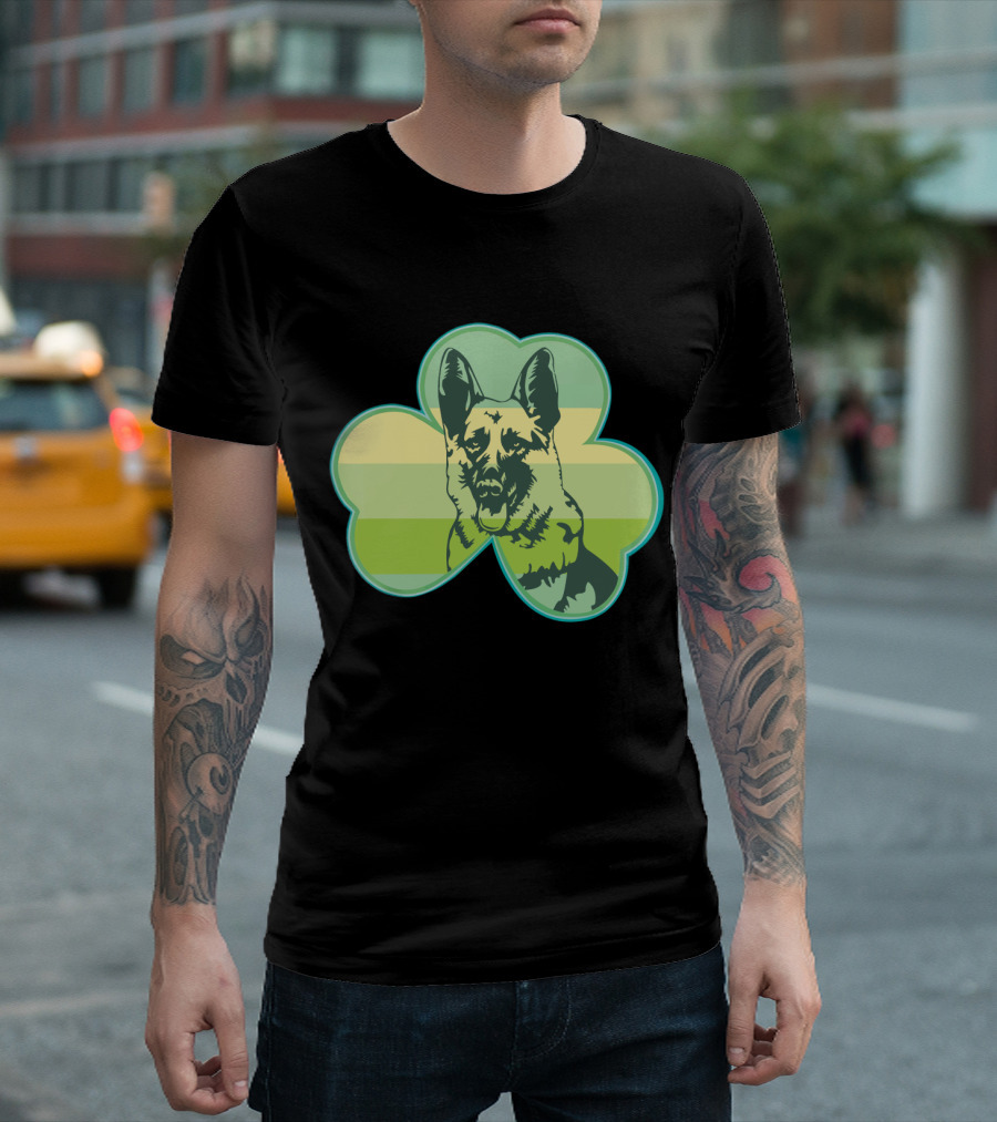 German Shepherd Shamrocks Clover Love T-Shirt