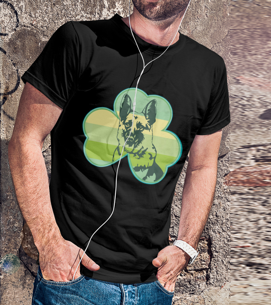 German Shepherd Shamrocks Clover Love T-Shirt