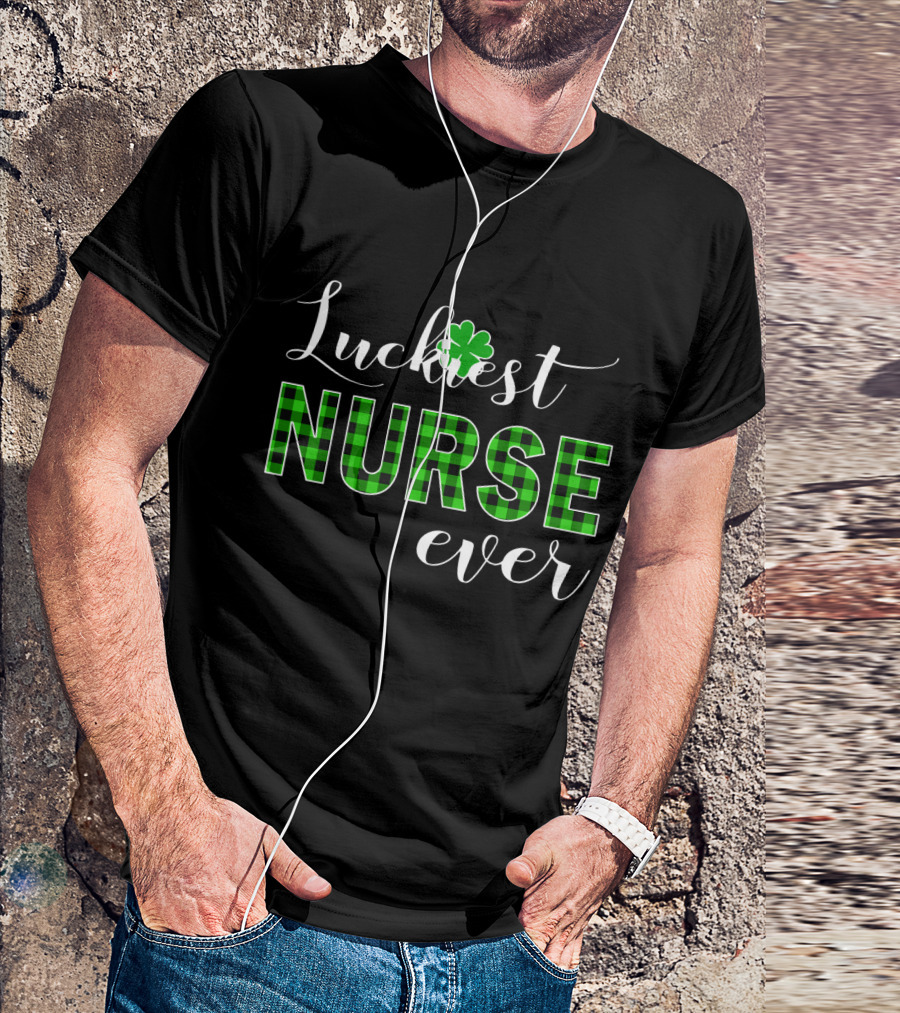 Luckiest Nurse Ever Shamrock Plaid T-Shirt