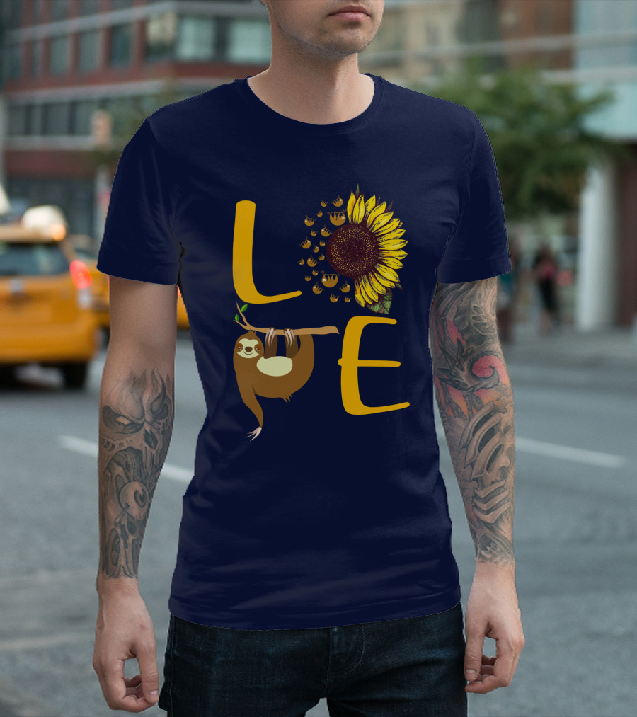 Love Sunflower Sloth Bees T-Shirt