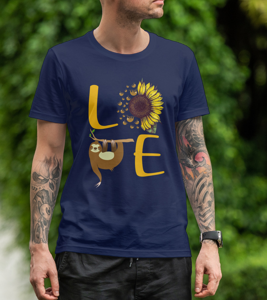 Love Sunflower Sloth Bees T-Shirt