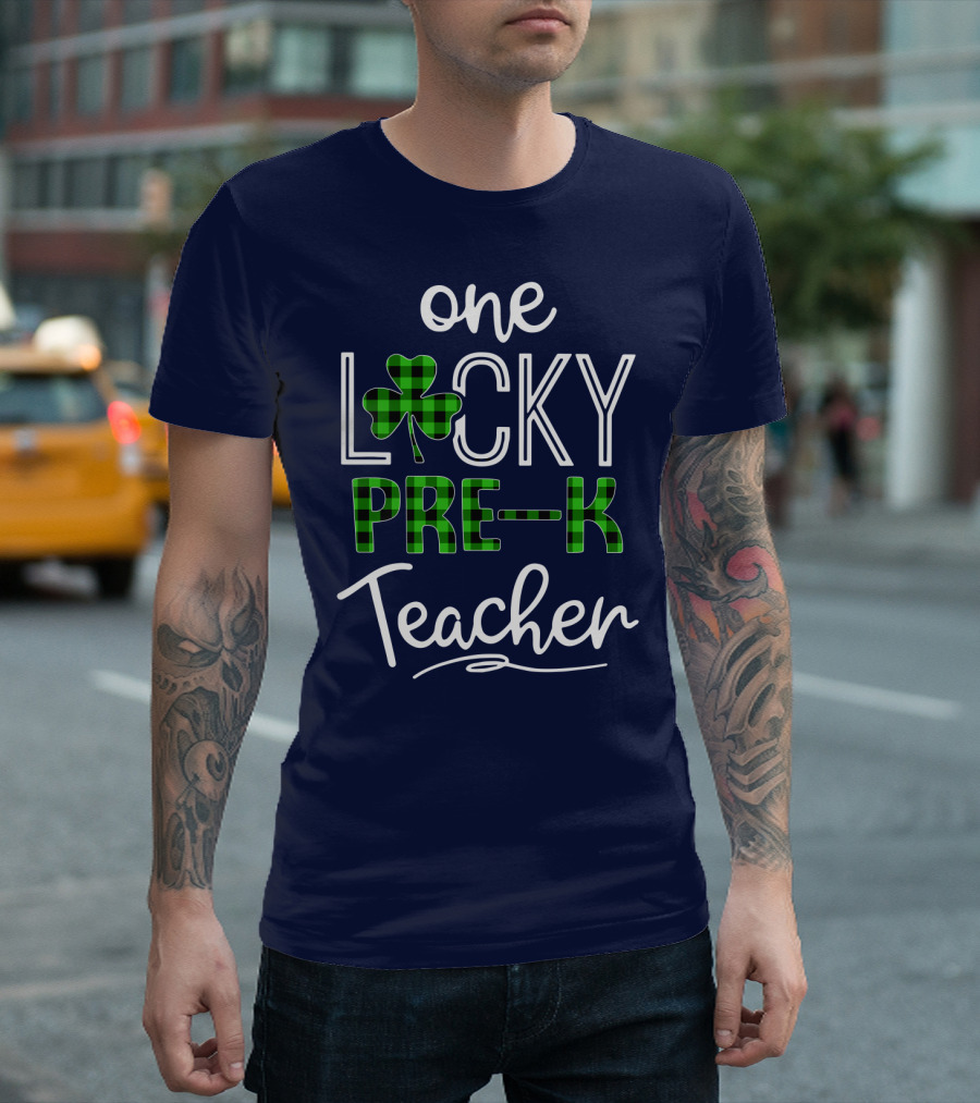 One Lucky Pre K Teacher Clover T-Shirt