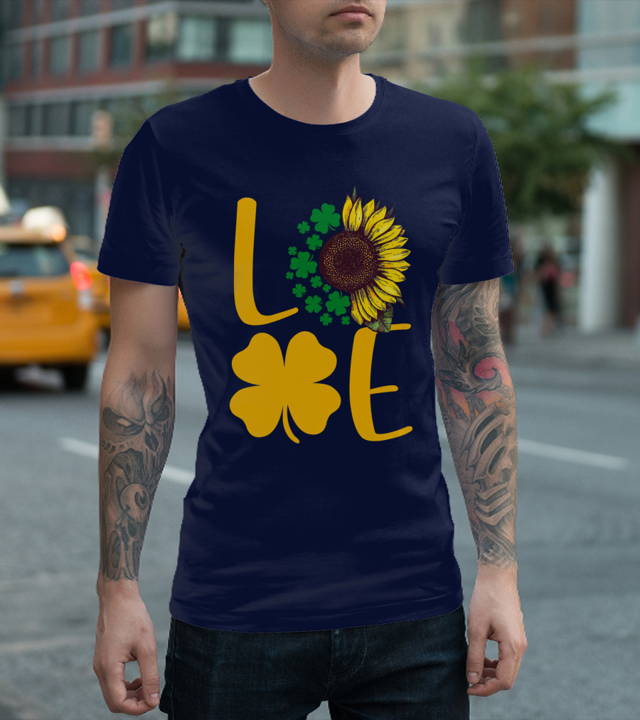 Love Sunflower Four-Leaf Clover T-Shirt
