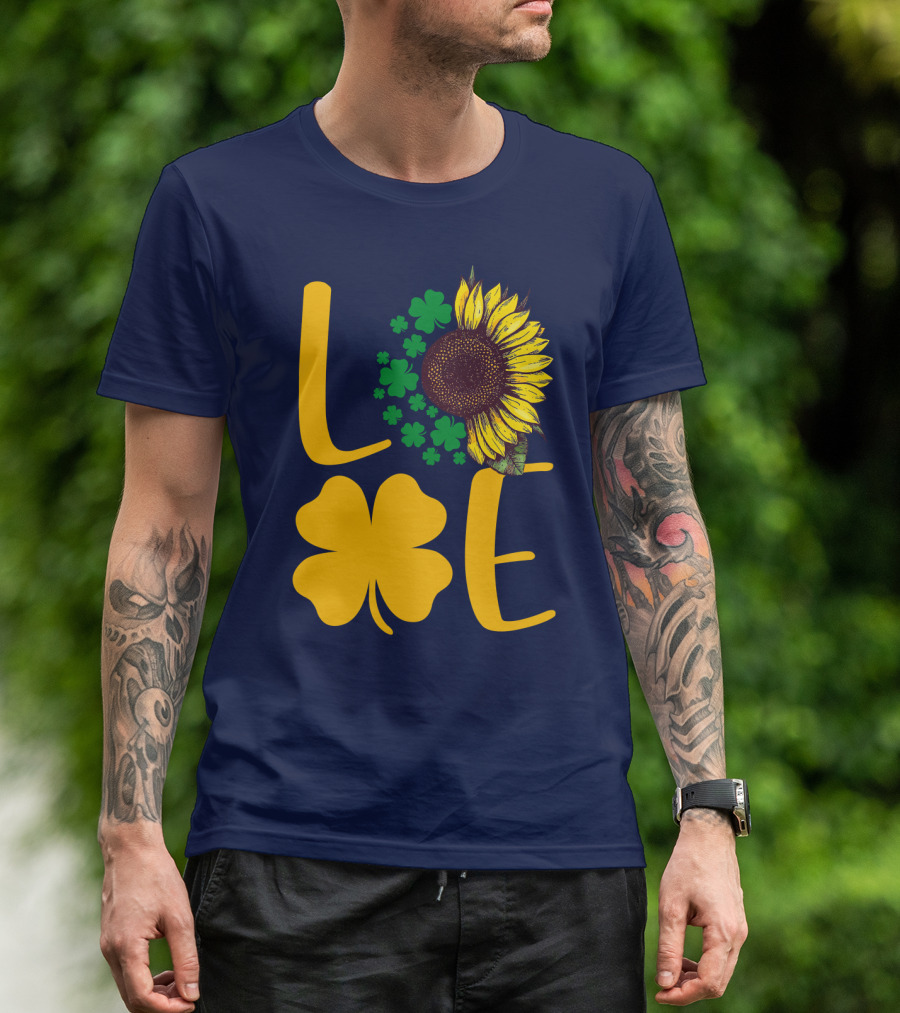 Love Sunflower Four-Leaf Clover T-Shirt