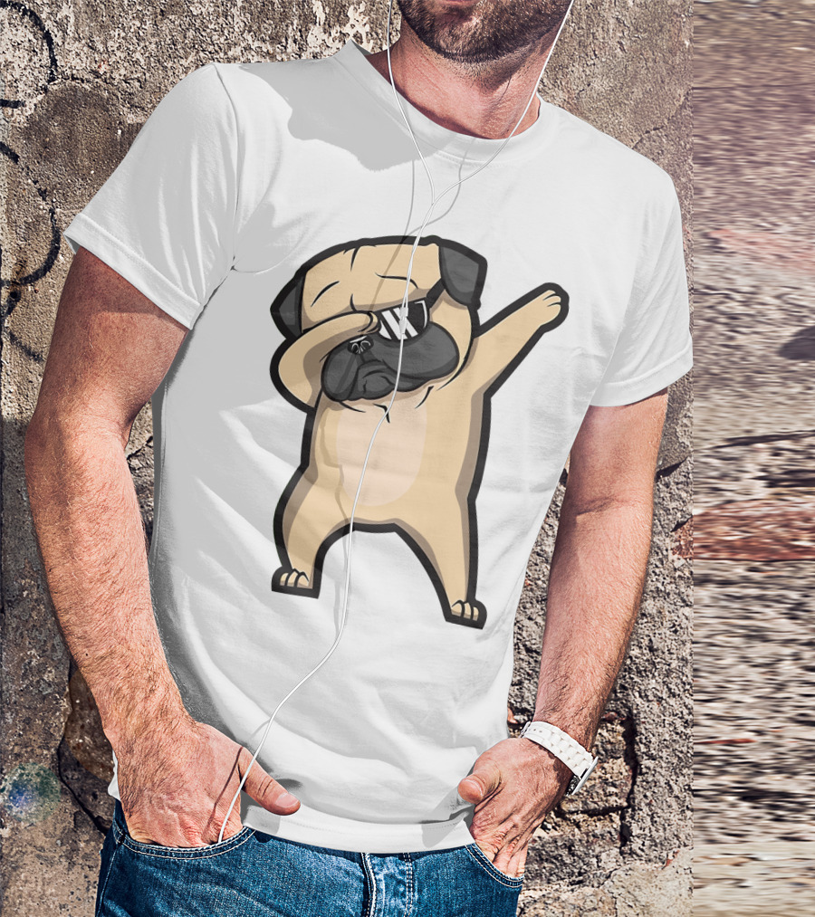 Bull Dog Dabbing Pug With Black Shades T-Shirt