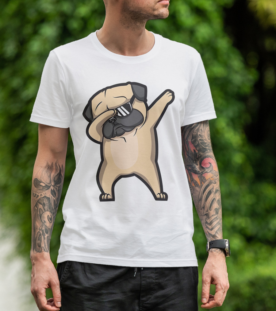 Bull Dog Dabbing Pug With Black Shades T-Shirt
