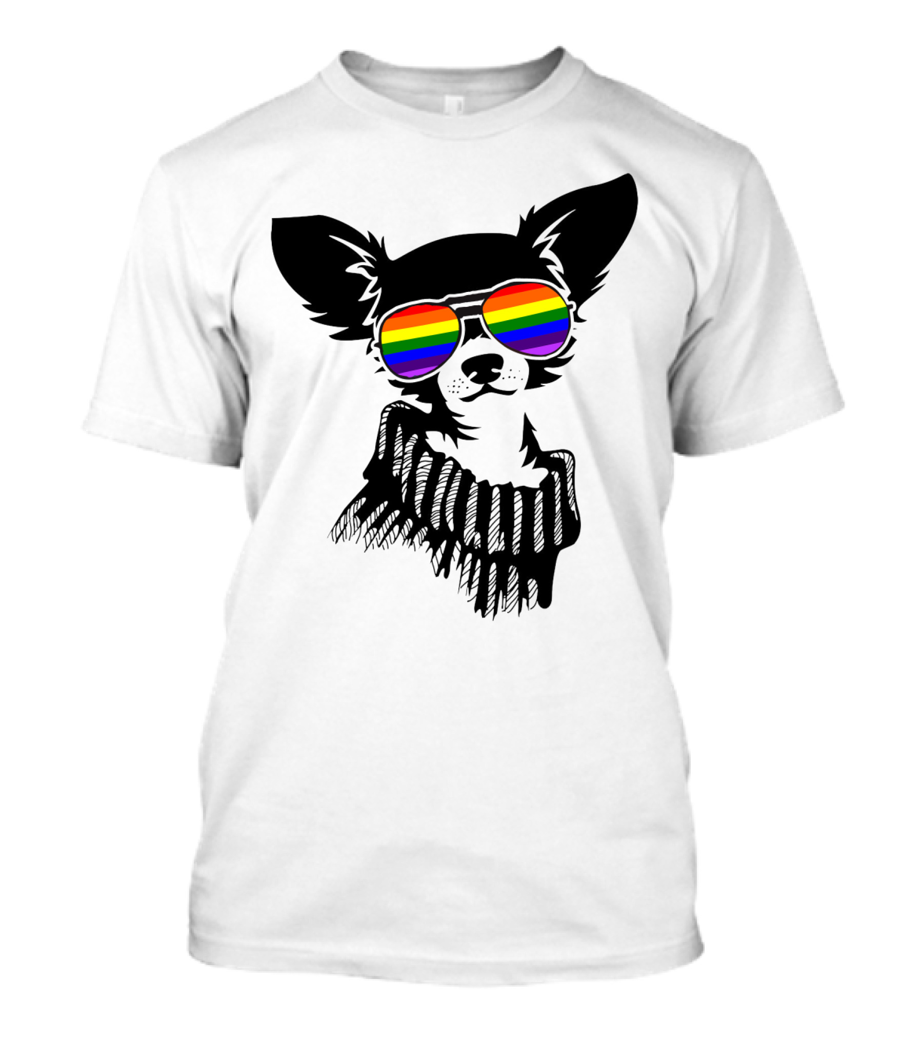 Pride Rainbow Sunglasses Chihuahua Dog T-Shirt
