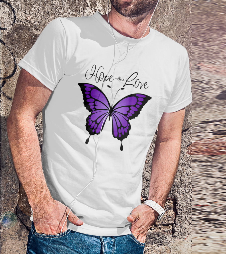 Hope Love Purple Butterfly T-Shirt