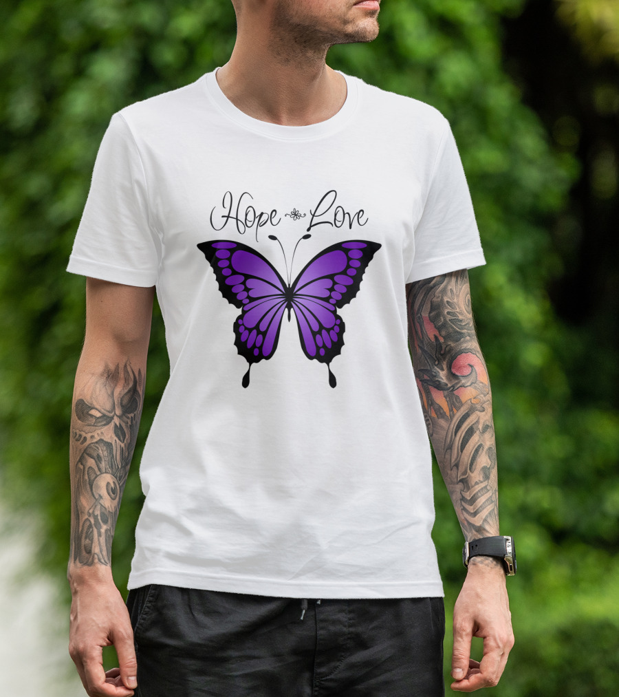 Hope Love Purple Butterfly T-Shirt