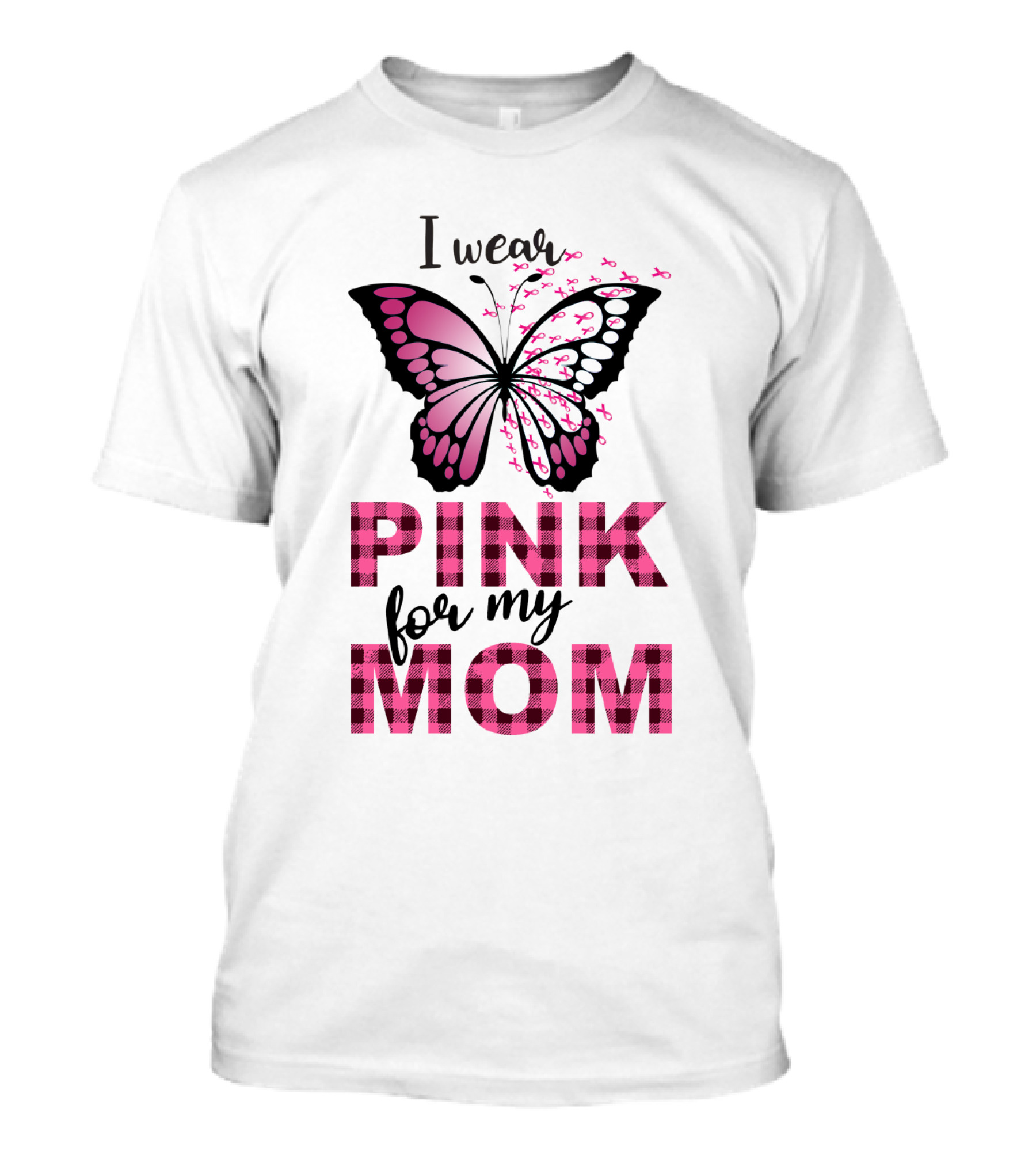 I Wear Pink For My Mom Butterfly Breast Cancer Awareness T-Shirt