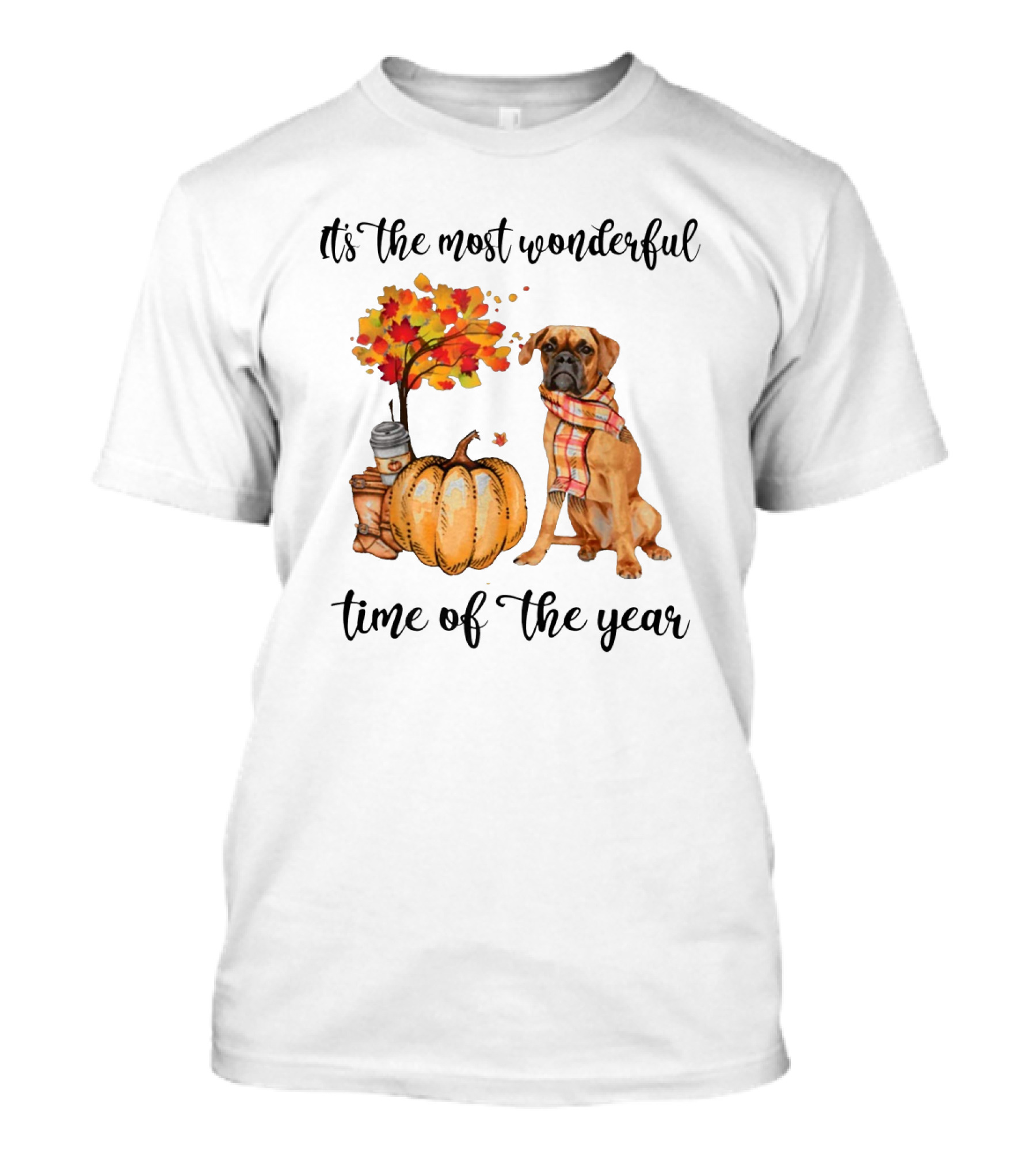 It's The Most Wonderful Time Of The Year Dog Autumn Leaves Pumpkin Coffee T-Shirt