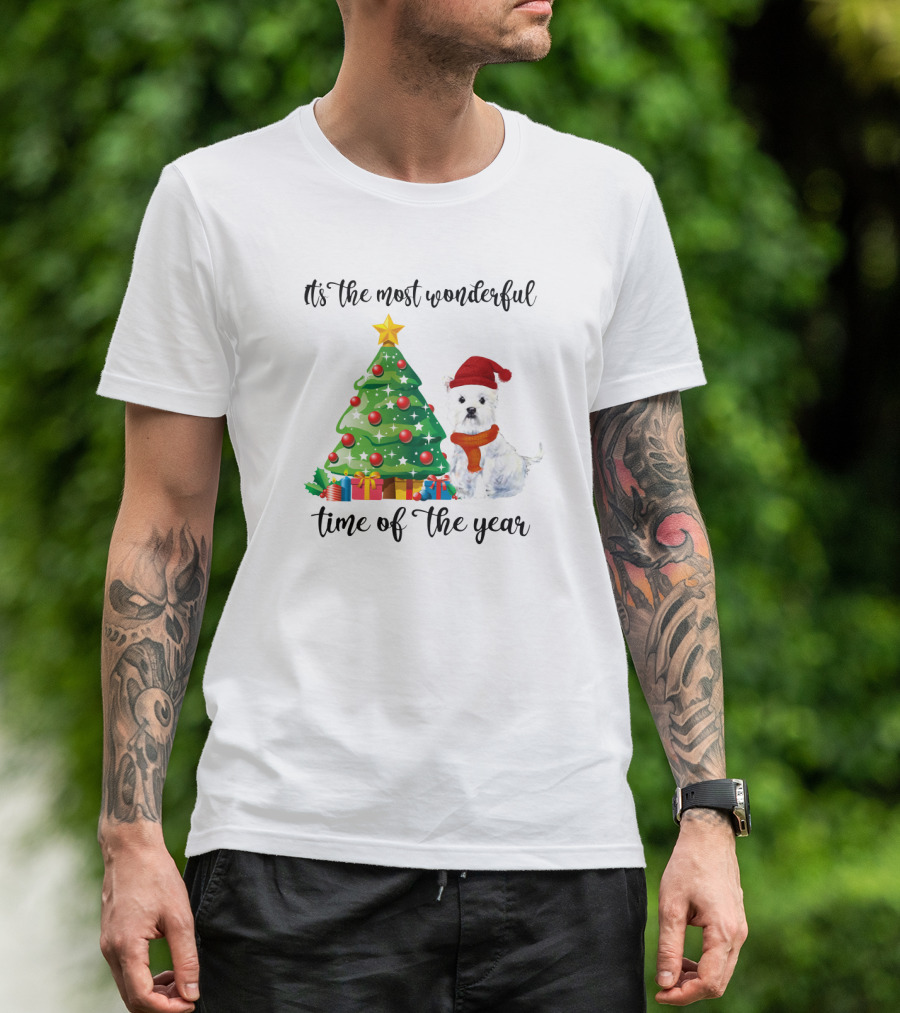 It's The Most Wonderful Time Of The Year Christmas Tree And Dog T-Shirt