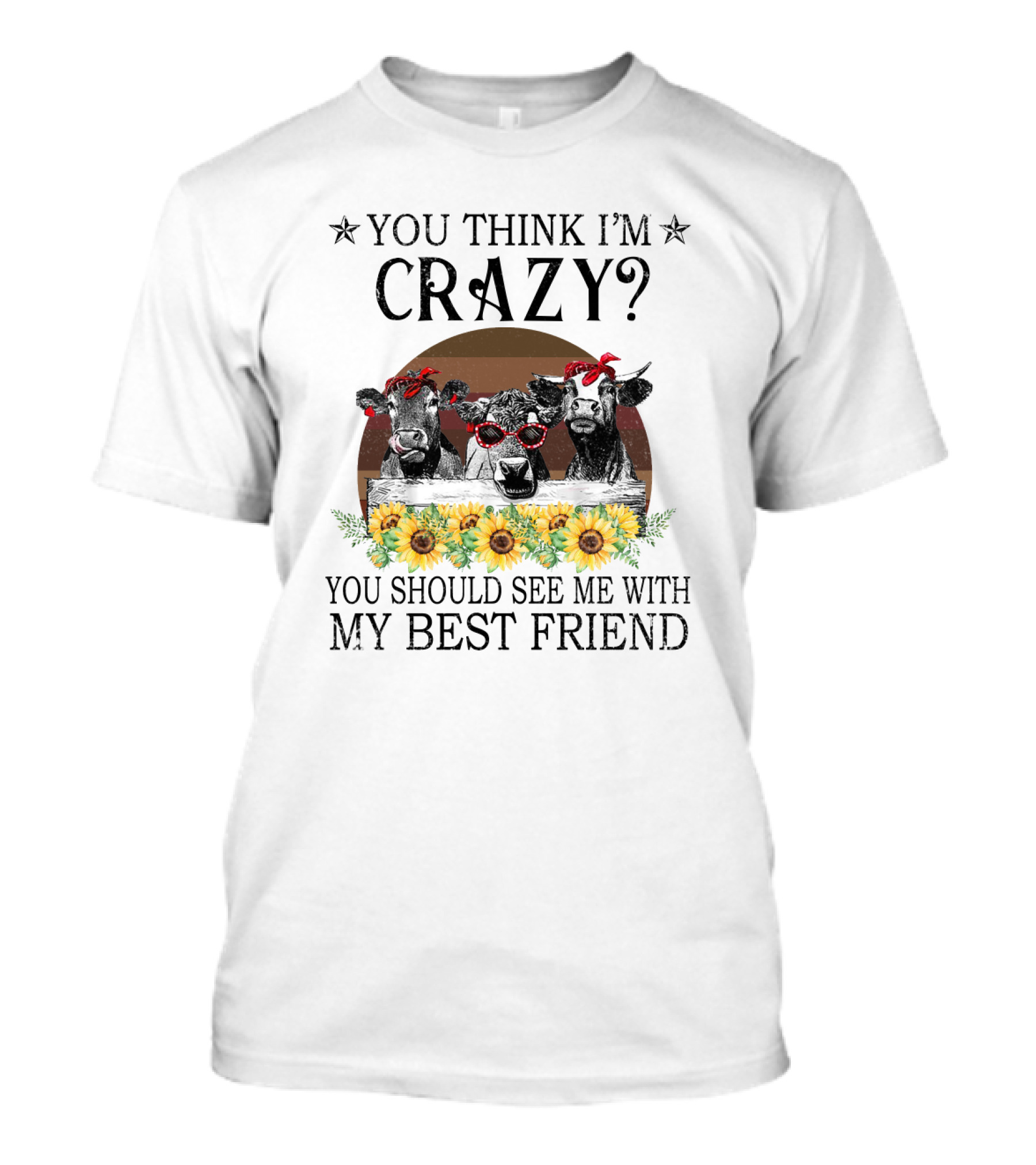 You Think I'm Crazy? You Should See Me With My Best Friend Cows And Sunflowers T-Shirt