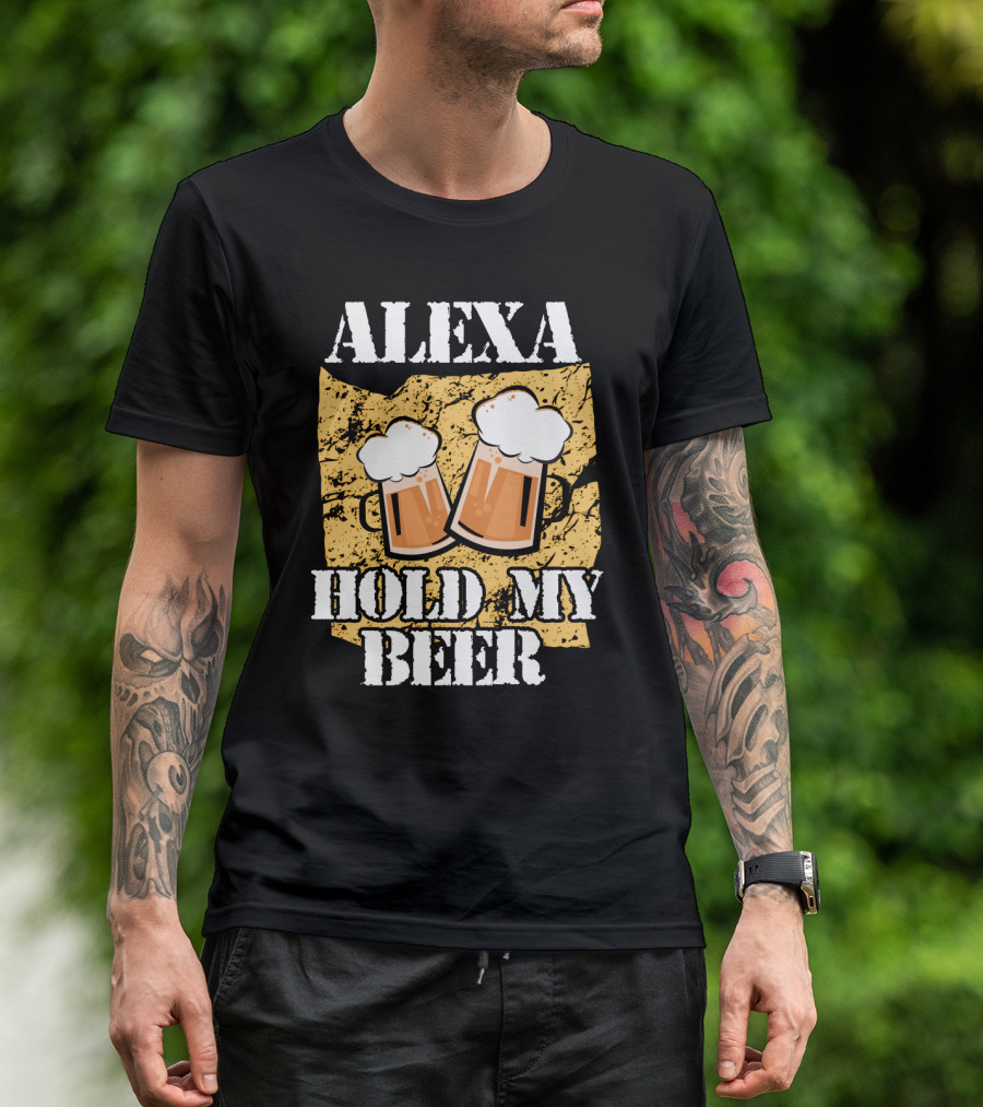 ALEXA HOLD MY BEER Two Beer Mugs Iconic T-Shirt