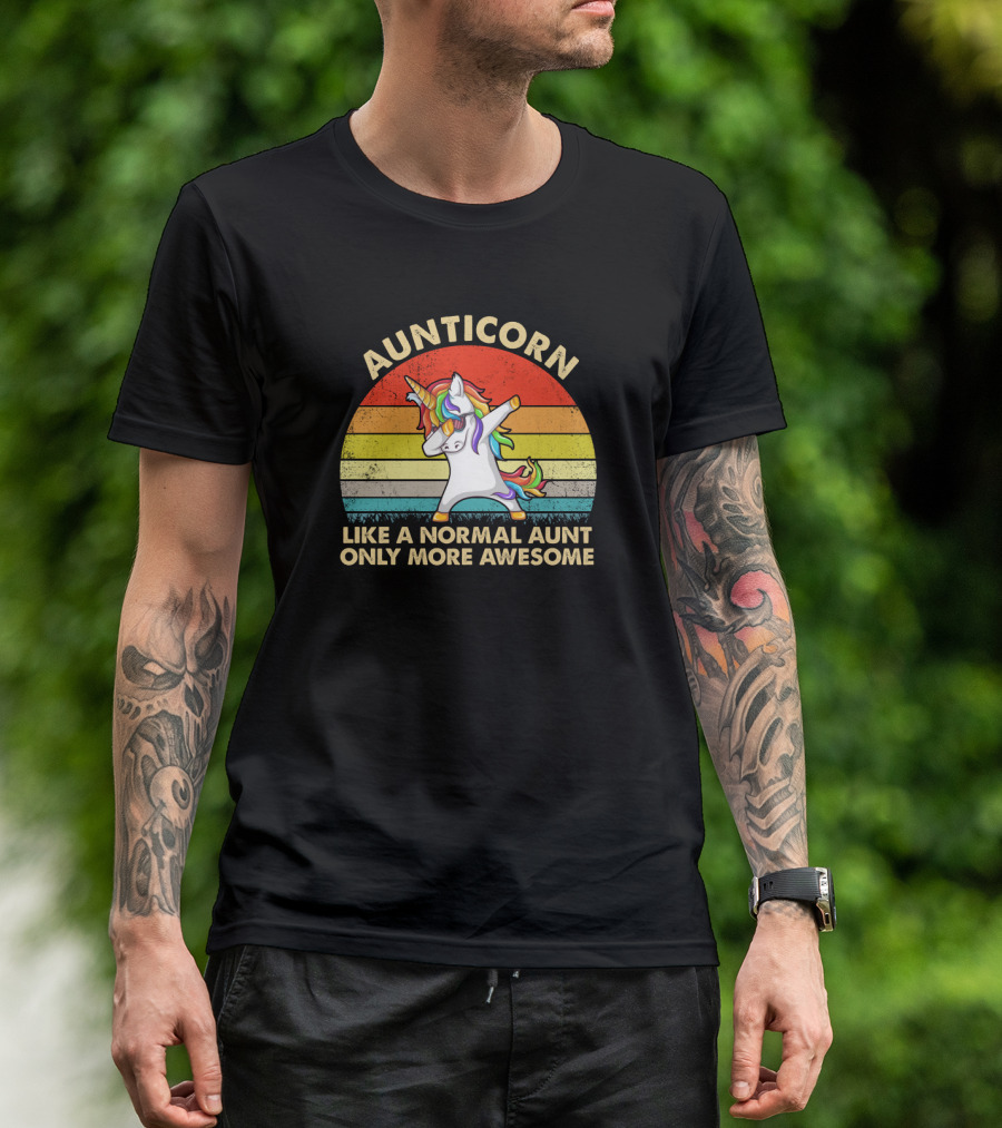 Aunticorn Like A Normal Aunt Only More Awesome Rainbow Dab Unicorn T-Shirt