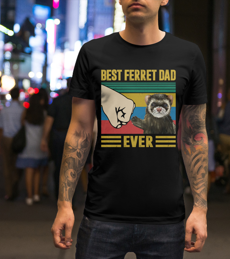 BEST FERRET DAD EVER FIST BUMP VINTAGE STRIPES T-Shirt