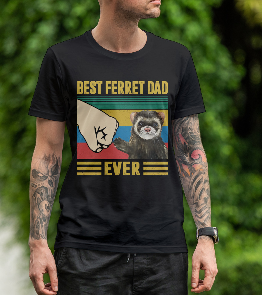 BEST FERRET DAD EVER FIST BUMP VINTAGE STRIPES T-Shirt