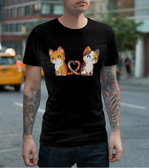 Smiling Cats With Heart-Shaped Tails T-Shirt