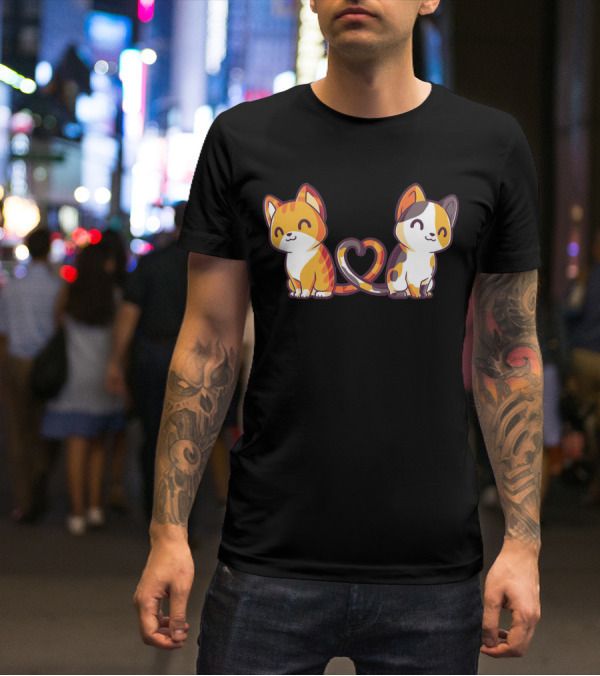Smiling Cats With Heart-Shaped Tails T-Shirt