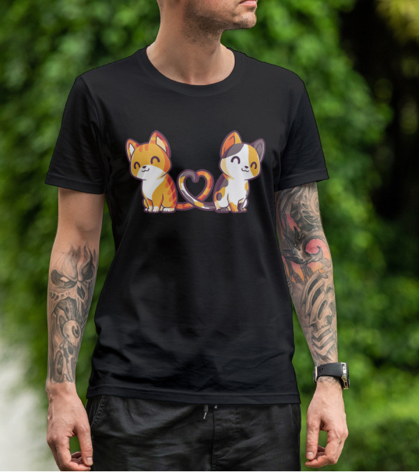 Smiling Cats With Heart-Shaped Tails T-Shirt