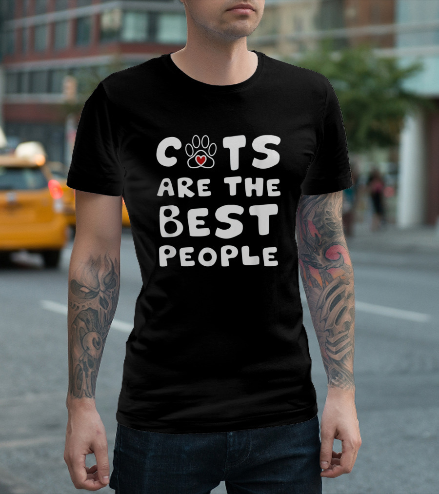 Cats Are the Best People Paw Heart T-Shirt