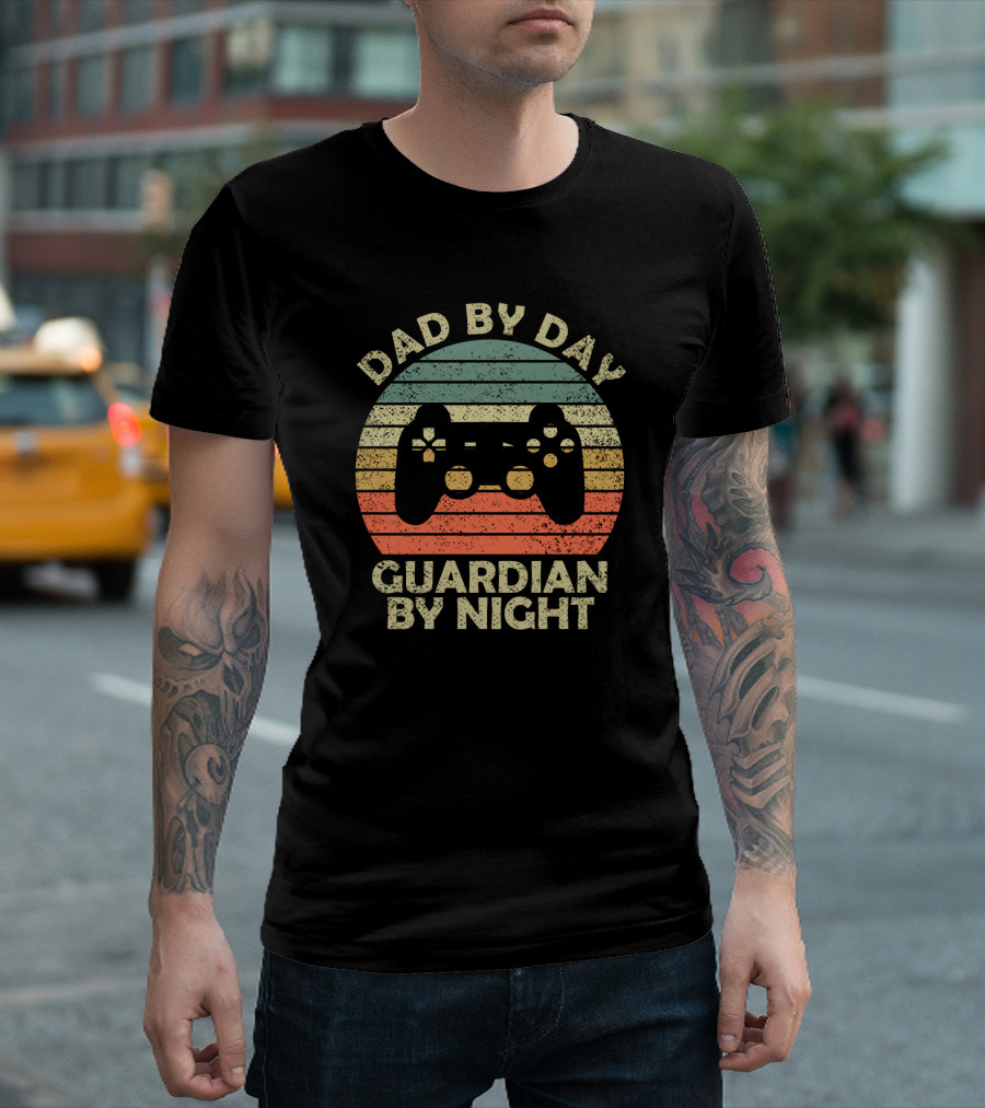 Dad By Day Guardian By Night Retro Game Controller T-Shirt