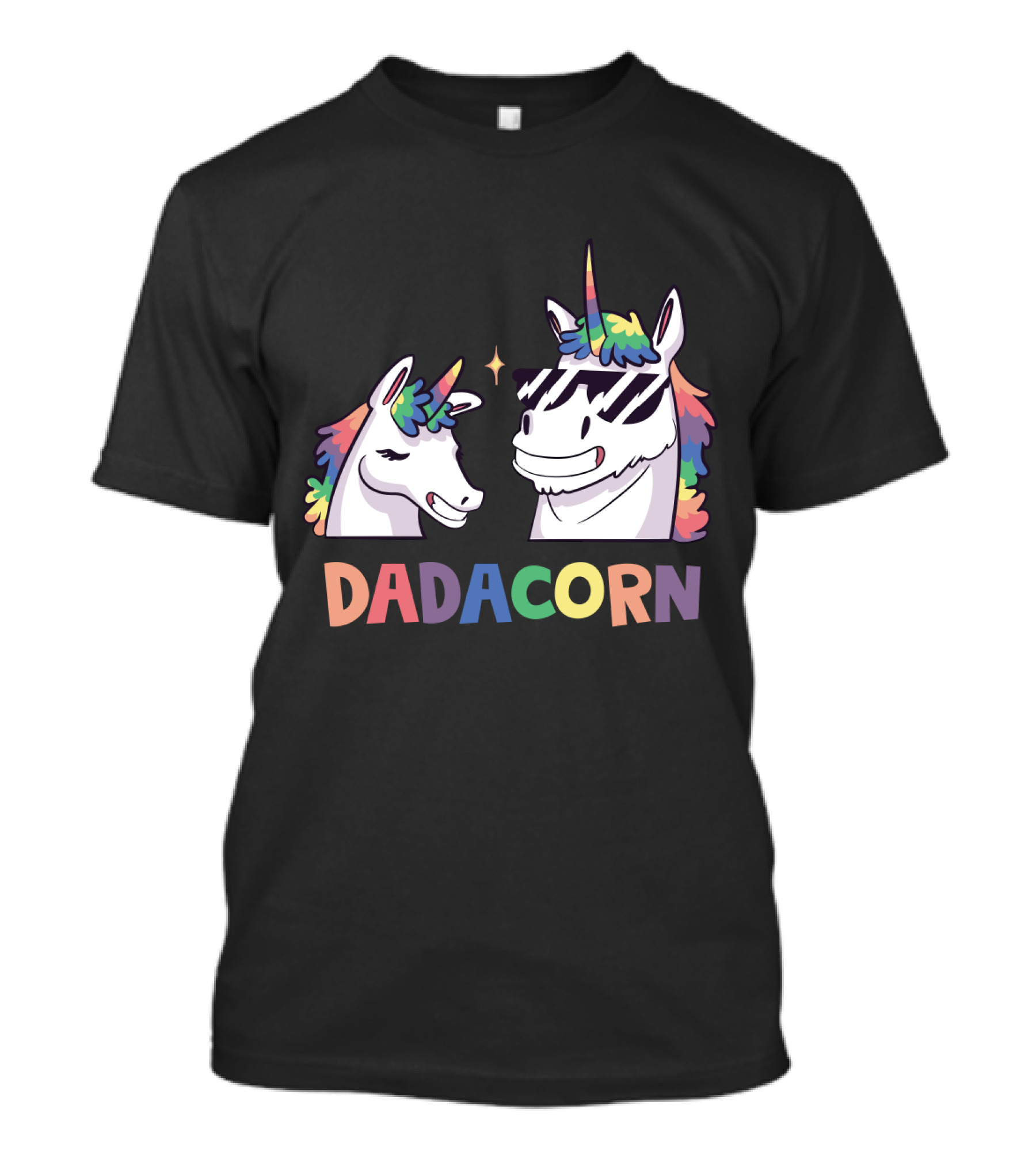 Dadacorn Daddy And Child Unicorn Magic Rainbow Mane Duo T-Shirt
