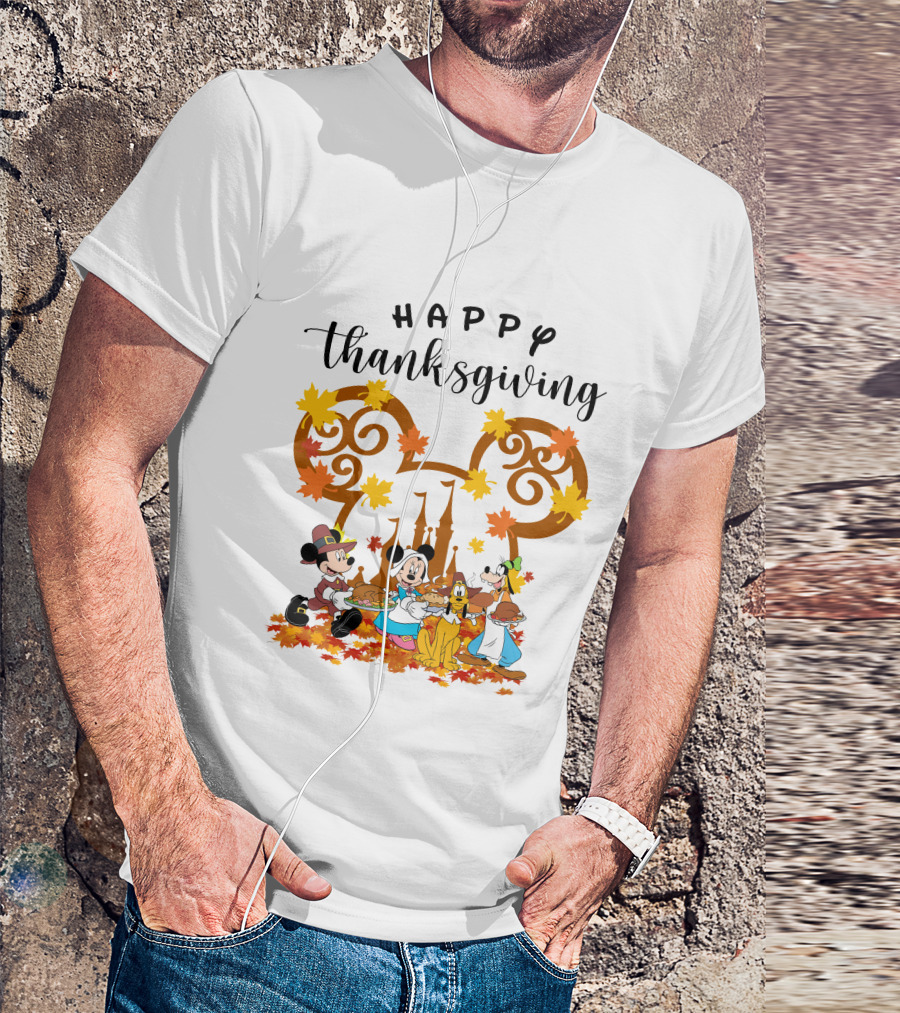Happy Thanksgiving Disney Characters Festive T-Shirt